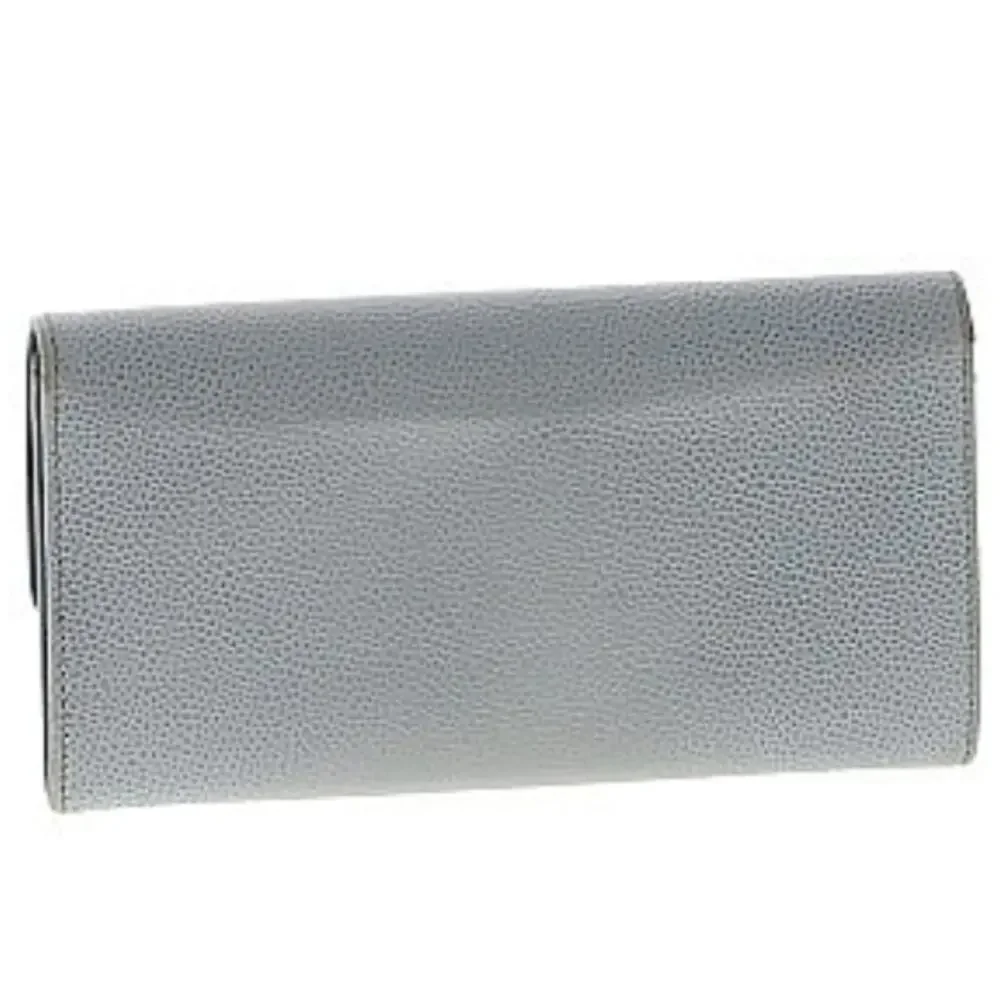 Chanel Powder Blue Logo Caviar Leather Long Wallet